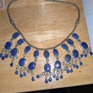 SS Natural lapis Necklace